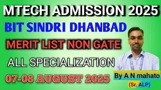 Bit sindri mtech admission 2025|Provisional merit list non gate counselling|Sponsored candidate