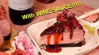 Creamy Double Raspberry Basque Cheesecake with Oreo Crust Topped with Wine Sauce #asmr #cheesecake