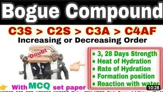 BOGUE'S compound MCQ // Components of cement MCQ//Civil engineering mcq// SSC JE#RRB JE#gate