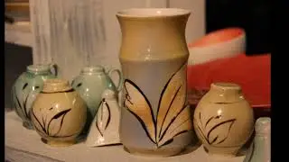 Antoinette demonstrates how to decorate pottery with resist glazing techniques.