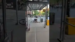Cyclist vs. Pedestrian Chaos on 125th St! Sidewalk Crash Goes Viral