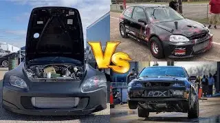 Самая быстрая в мире Honda на дистанции 1/2 мили на IFO в Эннисе, штат Техас, против 1300-сильного полноприводного Civic и 1300-сильного 2JZ Lexus!