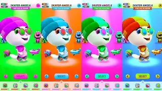 Talking Tom Gold Run 4x Skater Angela Colors Reaction Funny Android iOS Gameplay