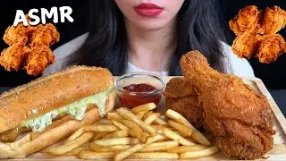 ASMR CRISPY FRIED CHICKEN + FISH FILLET HOTDOG + FRIES  *EATING SOUNDS*
