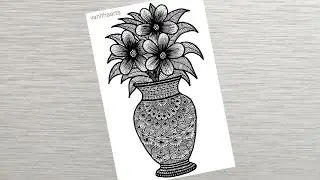 How to draw flower pot | How to draw Mandala for Beginners | Flower Vase Doodle Art #vanithaarts