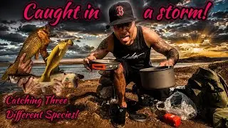 Night Fishing in a Storm on the Kayak!! Multi-Species & Lots of Fish! Makin&rsquo; Breakfast! 🤙🏽