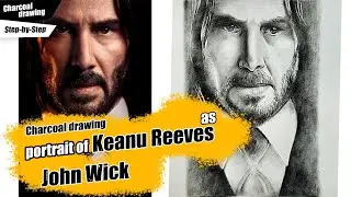 Drawing Keanu Reeves as John Wick in Charcoal: From Start to Finish