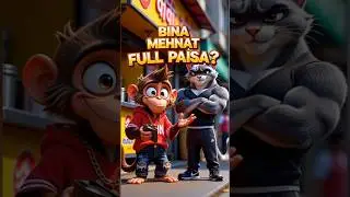 Bina Mehnat, Full Paisa? 😂 | Monkey vs Smart Cat #funny #viralvideo #trending #viral #shortsfeed