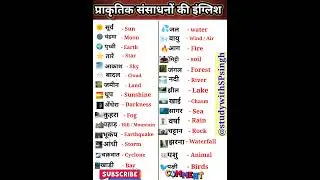 प्राकृतिक वस्तुओं के नाम / Natural things name in hindi and english #shorts #viral #trending #trend