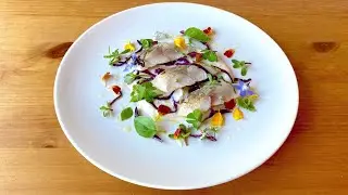 【炙りしめ鯖を美しく#65】Maquereaux Marinés au Vinaigre de Cidre / Purée de Chou-Fleur à la Bonite