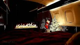 Overnight Christmas Flight | Private Jet Bedroom Fireplace Ambience for Deep Sleep