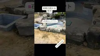 錦鯉の飼える庭池　#石組み  #京阪錦鯉センター池メンテナンス
