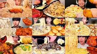 THE BEST OF CREAMY PASTA ALFREDO MUKBANG COMPILATION 💯 DELICIOUS SATISFYING BIG BITES ASMR PASTA 🍝 