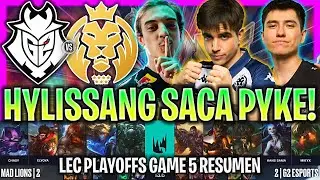 HYLISSANG SACA PYKE EN LA PARTIDA MÁS ÉPICA! | G2 vs MAD GAME 5 RESUMEN LEC PLAYOFFS LVP ESPAÑOL