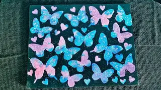🦋 Glitter Butterfly Canvas Painting | DIY Sparkle Wall Art | Easy Acrylic Painting