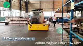 Steerable Remote Control Transfer Trolley,25Ton Warehouse Trackless Transfer Carts
