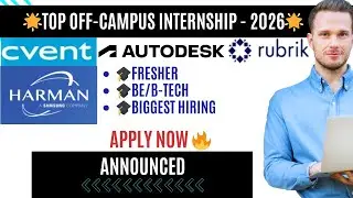 Cvent, Autodesk, Harman, Rubrik Hiring Intern| Software Engineer Internship 2026| Freshers Apply Now