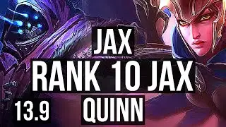 JAX vs QUINN (TOP) | 8/0/5, Legendary, Rank 10 Jax | KR Challenger | 13.9