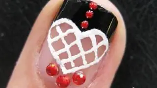 Nageldesign Spanish Lace Heart: Nail Art español Latin Love French Manicure Tuto for Short Nails