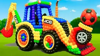 The mascot vibrato assistant JCB 3DX, Backhoe and Tractor on the football field is popular