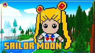 Building the Sailor Moon / Tsukino Usagi - Minecraft pixelart