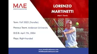 Lorenzo Martinetti Men's Tennis Fall 2022 (Transfer)