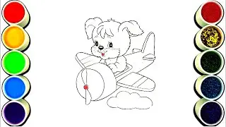 Cute dog pilot Drawing,Painting and Coloring for Kids, Toddlers  Easy Drawing