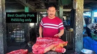 Unique Meat & Fish Cutting channel लाइव है! Live from Harmoti Pork Market, Lakhimpur,Assam , India 