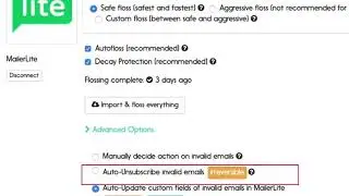 MailerLite email verification options using mailfloss