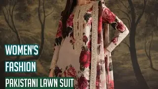 Women's Fashion Pakistani Lawn Suit // Flowers Print Lawn // Pakistani Clothing @saqafatcollection 