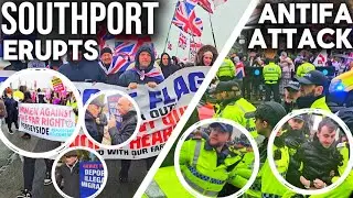 🇬🇧 Southport ERUPTS! Patriots vs ANTIFA &mdash; Massive Street Fights, Chaos & Arrests Caught on Camera!