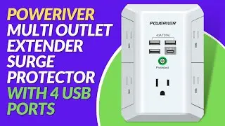 POWERIVER Multi Outlet Extender Surge Protector with 4 USB Ports