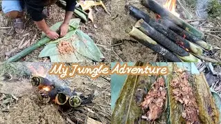 Traditional Naga Bamboo Meat Cooking in Jungle | Jungle Adventure | Naga Vlogger 