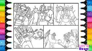 Skibidi Toilet || Four Coloring Pages || How to Color TITAN CAMERAMAN & NEW TITAN SPEAKERMAN