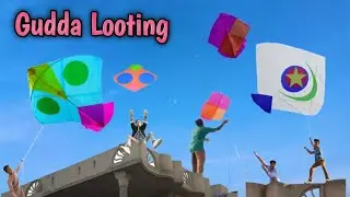 Making Pink Gudda Cutting Catch with Manja Door || Kite Looting Video || 🪁
