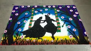 #Radhakrishna Poster Rangoli #राधा-कृष्ण पोस्टर रांगोळी