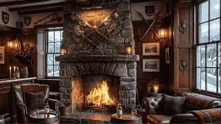 Cozy Scottish Highland Pub Fireplace ❄️ | Celtic Music Ambience | Bagpipes, Fiddle & Fire