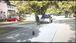 Officer saves skunk stuck in yogurt cup, runs away before getting sprayed |Police Dashcam Video