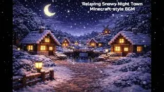 Relaxing Snowy Night Town ❄️ Minecraft-style BGM（30分耐久版）