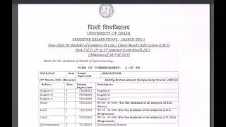 DU SOL MARCH 2021 SEM I AND SEM III OBE EXAMS DATESHEET