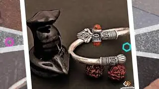 Bahubali Kada for men with Trishul Rudraksha - Silver Color - Design 2