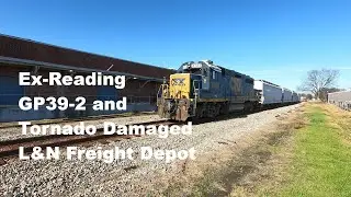 Ex-Reading GP39-2 on CSX Local Passes Tornado Damaged L&N Freight Depot in Athens