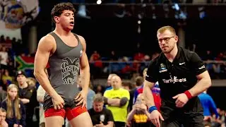 U20 Nikolaos Giagkounidis (GRE) vs Nikita Gerasymenko (SUI) 87kg. Greco-r men wrestling tournament.