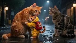 Ginger Kitten Gets Lost Going Home Alone After School, Mama Cat Was Late! Tabby Helps 🐾🧭 Cats S