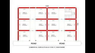 45x26 market shop plan,45 by 26 shopping complex,45x26 commercial complex plan