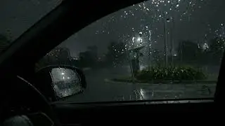 Falling Asleep Instantly with Heavy Rain in a Car - Deep Sleep and Insomnia Healing