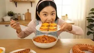 Mukbang at Home ASMR   Fire Noodles 🔥 Hot Dog 🌭 Cheese SPAM 🧀 Giant Frank Sausage   Eating Sounds