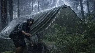 Solo Camping Alone in a Violent Storm | No Escape All Night