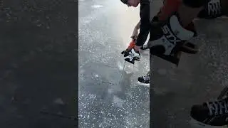 Chainsaw ice #snow #winter #fyp #diy #iceskating ￼