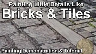 Painting Floor Tiles Bricks Concrete Ground in Oil Creating Texture Landscape Demonstration Tutorial